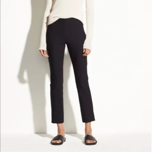 Vince Pants - Vince Stitch Front Seam Black Pants with Side Zip